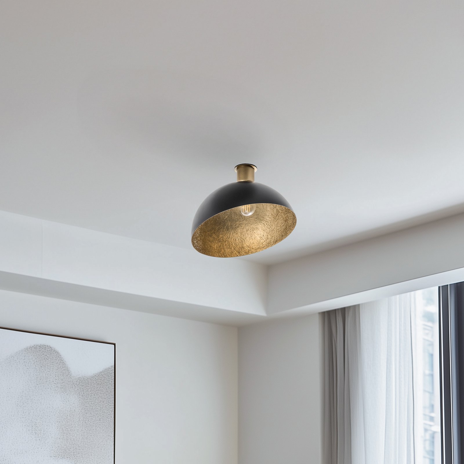 Plafondlamp Sfera, Ø 35 cm, zwart/goud
