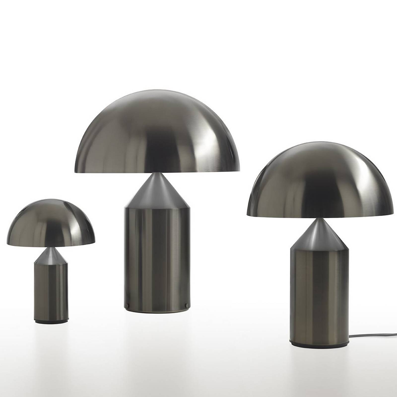 Oluce Tischleuchte Atollo, nickel satin, Alu, Ø 25 cm günstig online kaufen