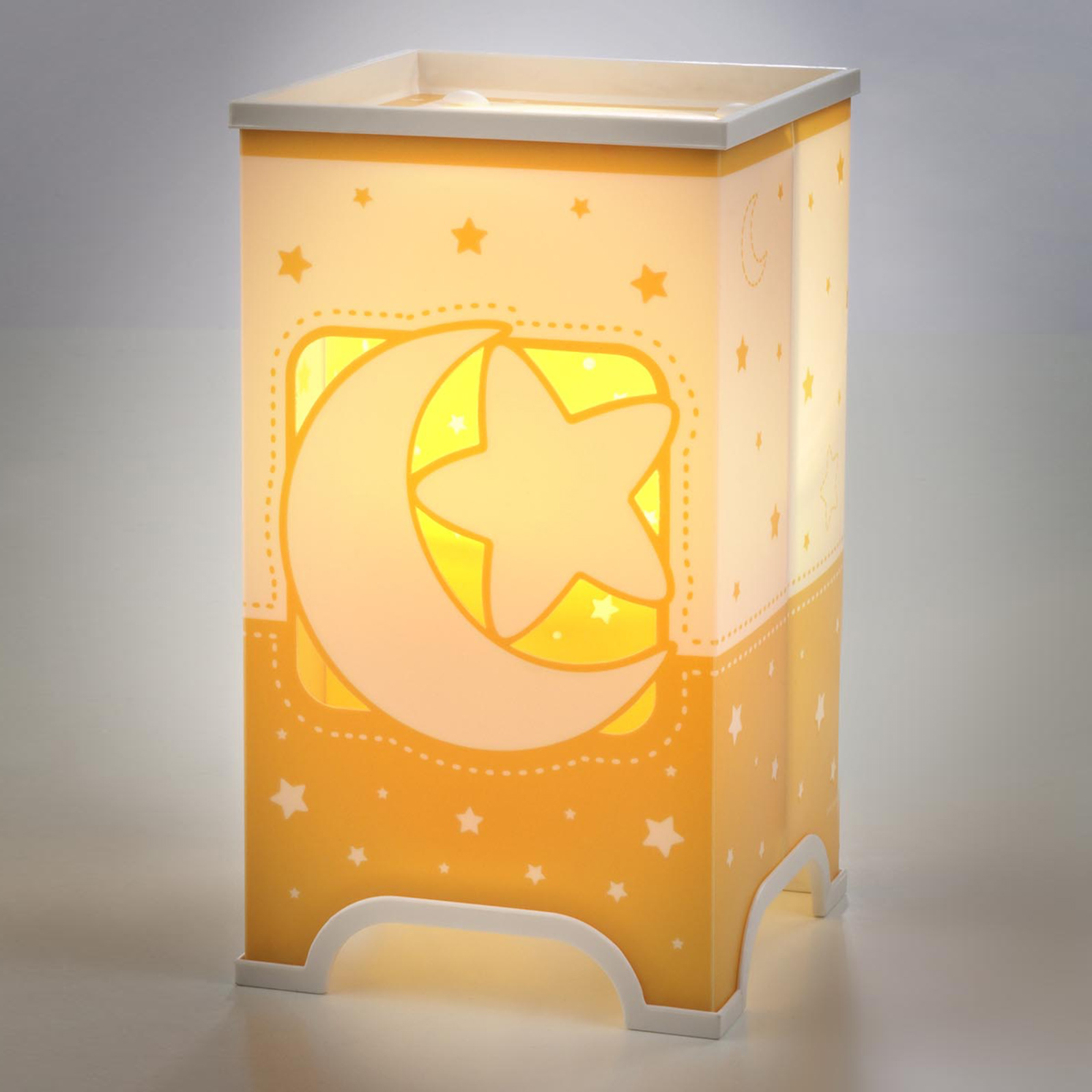 Dalber Fluorescent table lamp Stars in orange, for Children's Room, plastic, E14, 1 W, energy efficiency: A+, L: 12.5 cm, W: 12.5 cm, H: 21.5 cm