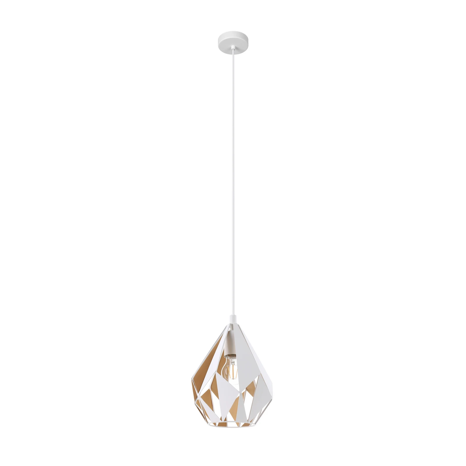 Candeeiro suspenso Carlton 1, branco-dourado, Ø 20,5cm
