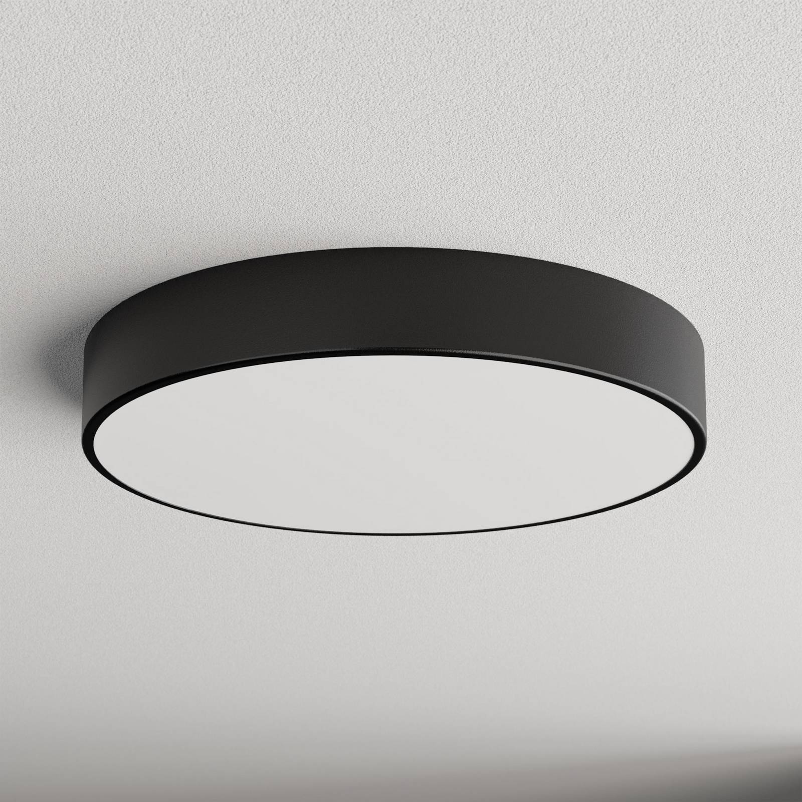 Lampa sufitowa Cleo 500, czarna, czujnik, IP20, Ø 50 cm, metal