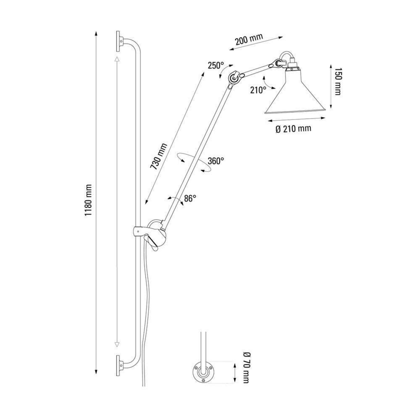 214 Aplică de Perete Conic Negru/Roșu - Lampe Gras