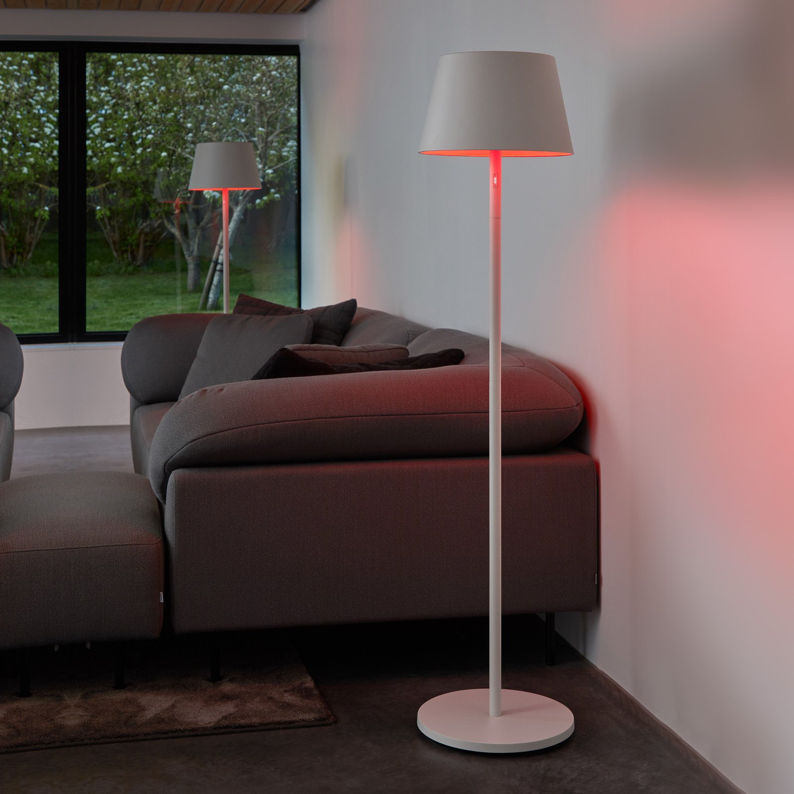 LOOM DESIGN Lampă de podea reîncărcabilă cu LED-uri Modi, CCT, RGB, alb