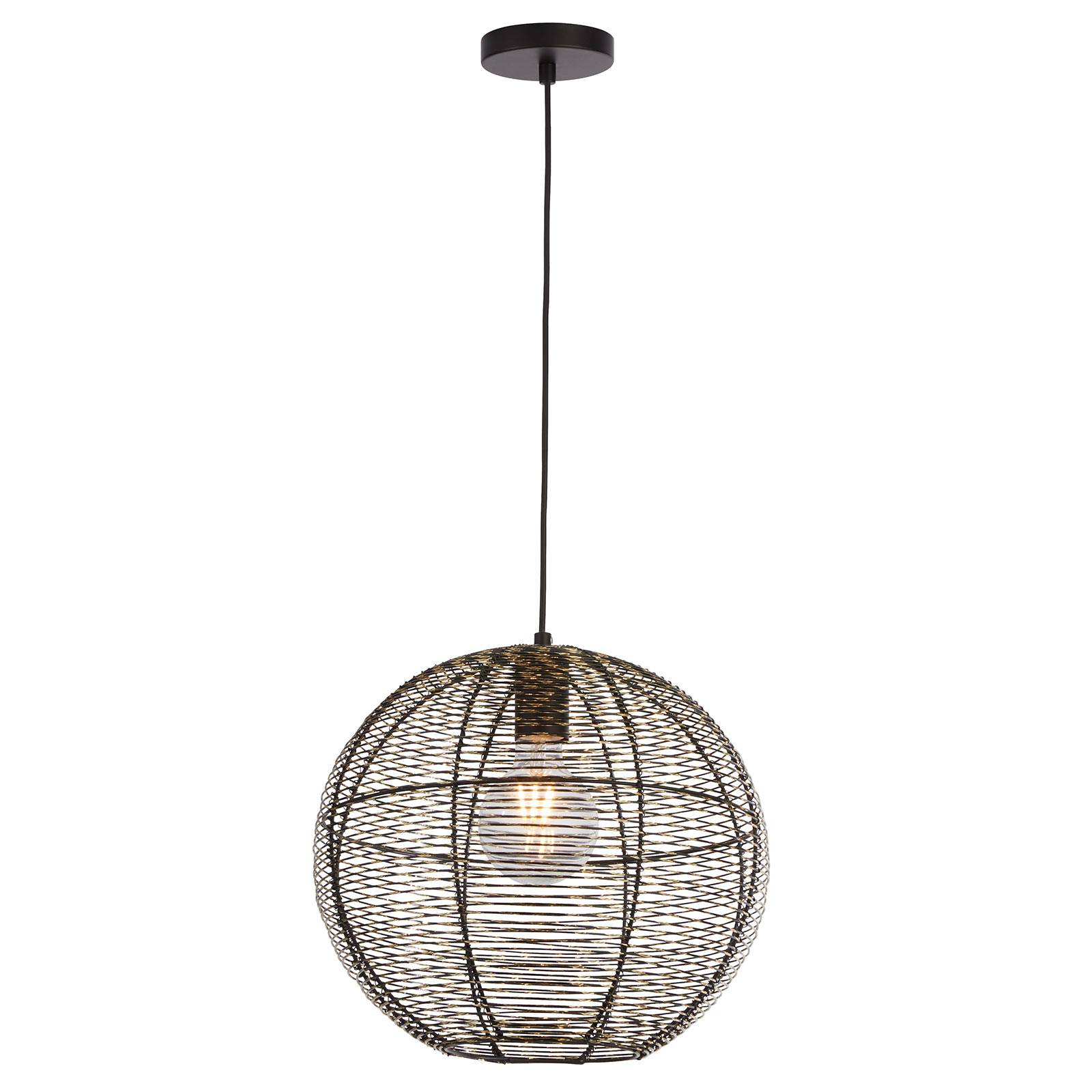 Weave hanging light, cage lampshade in black/gold