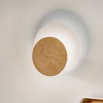 Circle wall lamp white decorative panel light wood