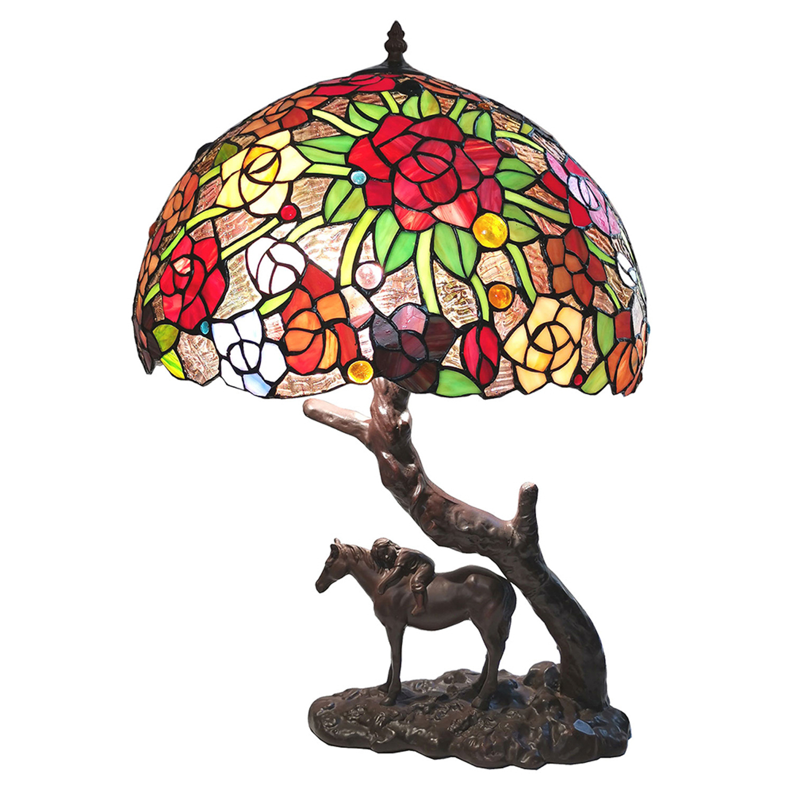 Lampe à poser 5LL-6061 style Tiffany, rouge/verte