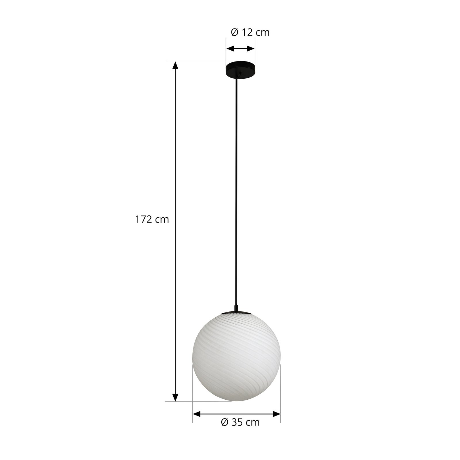 Lucande candeeiro suspenso Kestralia, branco, vidro, Ø 36,8 cm, E27