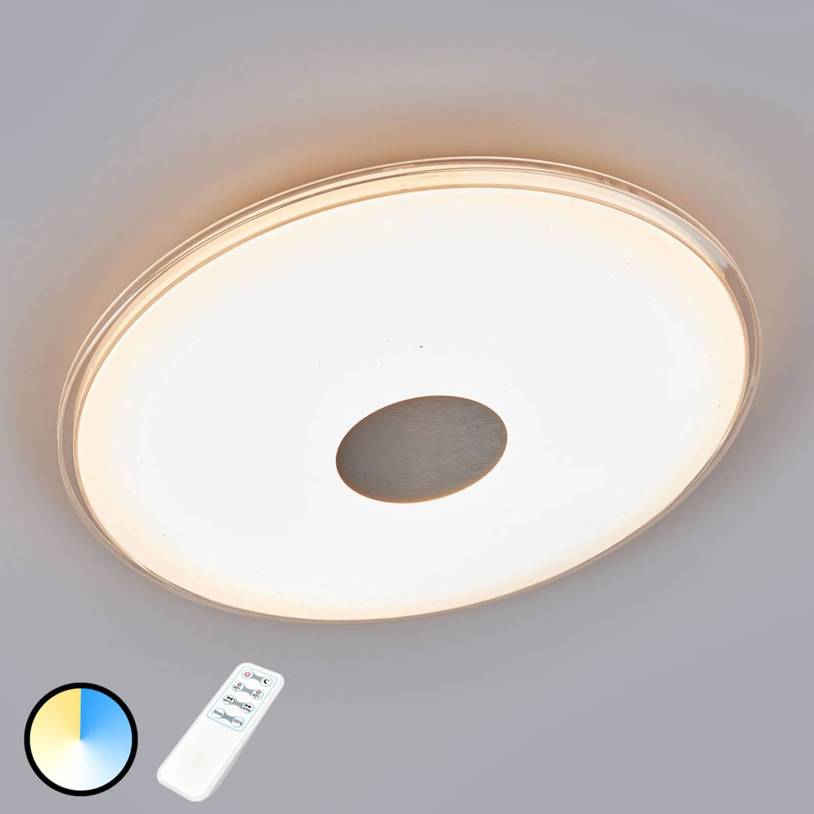 Okrągła lampa sufitowa LED Szogun, efekt skrzenia