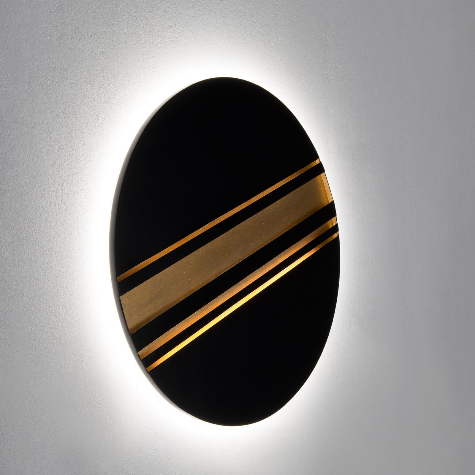 Holländer Aplică de perete LED COSMILUCE negru/auriu Ø 60 cm metal dimabil - Camera de zi / sufragerie - Modern - maro-negru-auriu