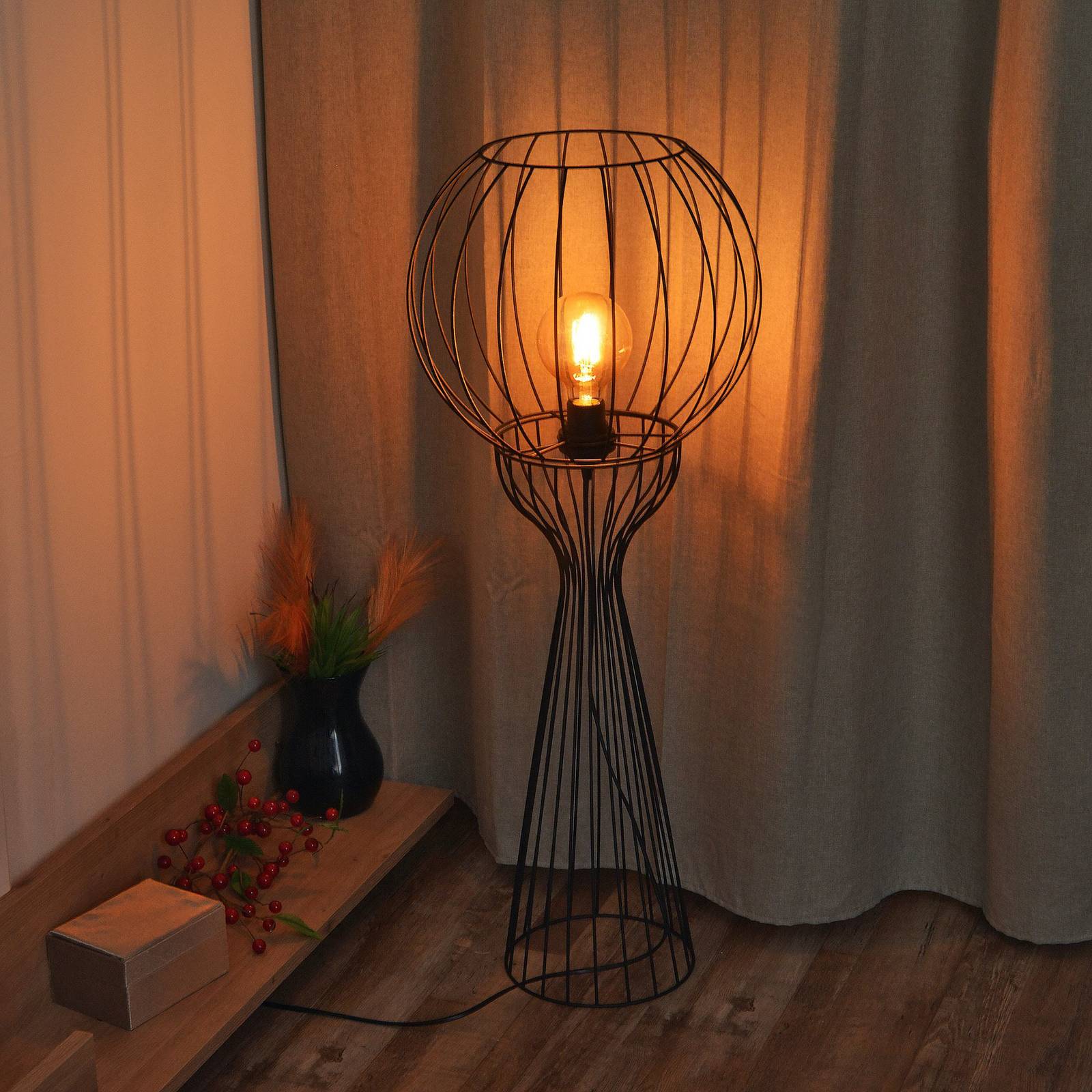 Lampa stojąca Mercure, czarna, metal/plastik, wysokość 93 cm