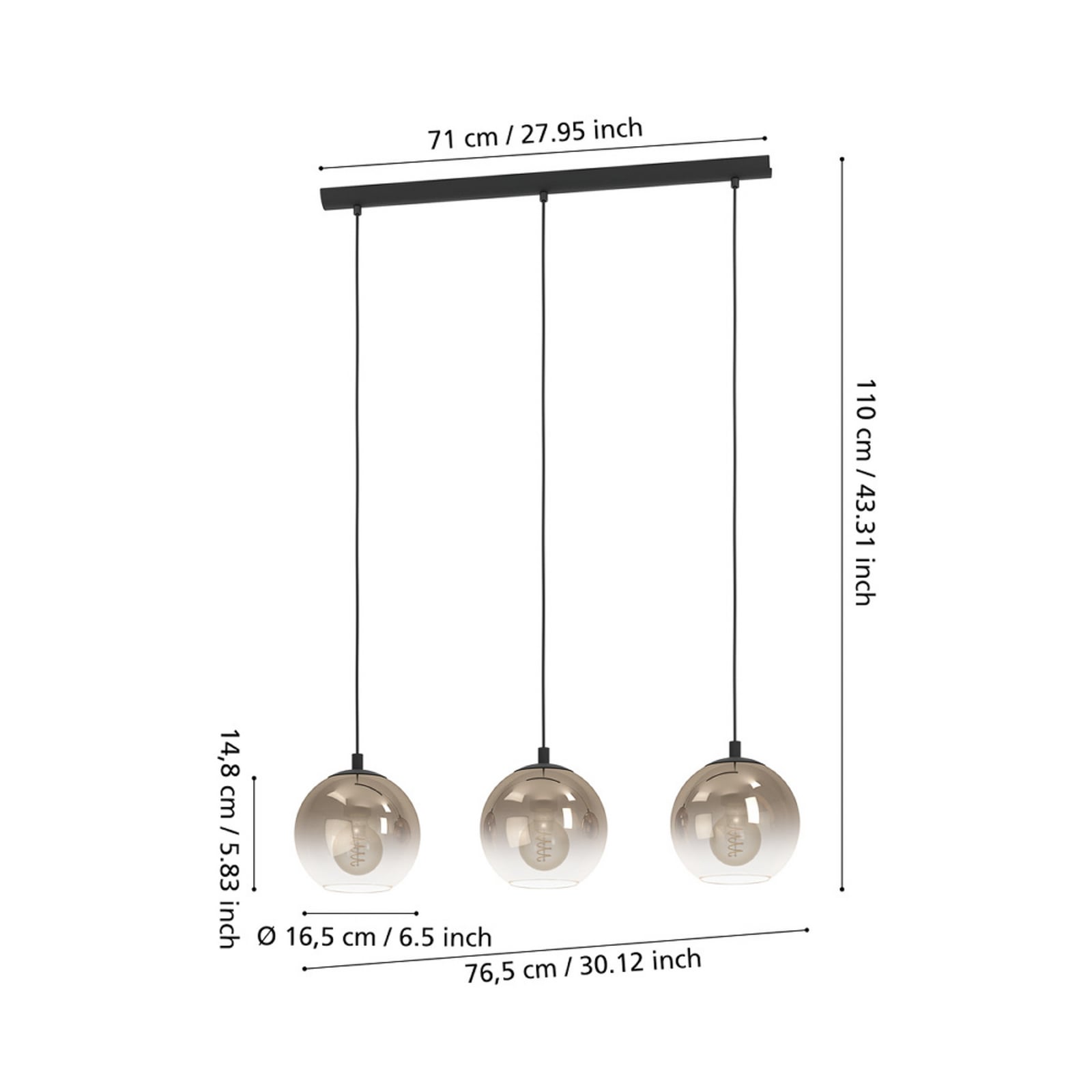 Lámpara colgante EGLO ARISCANI 1, 77 cm, 3 luces, negro/cobre Lámpara colgante EGLO ARISCANI 1, 77 cm, 3 luces, negro/cobre