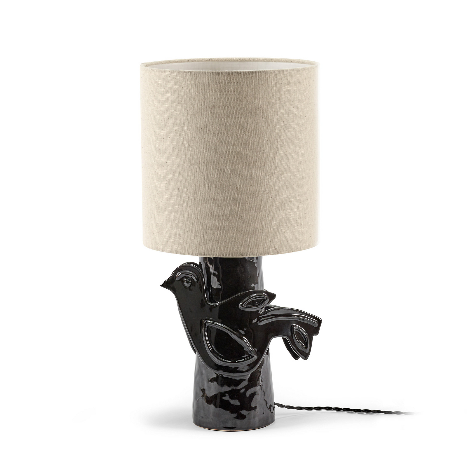 BLACK/BEIGE PALOMA bordlampe, stentøj, tekstil, højde 52 cm, E27 – Serax