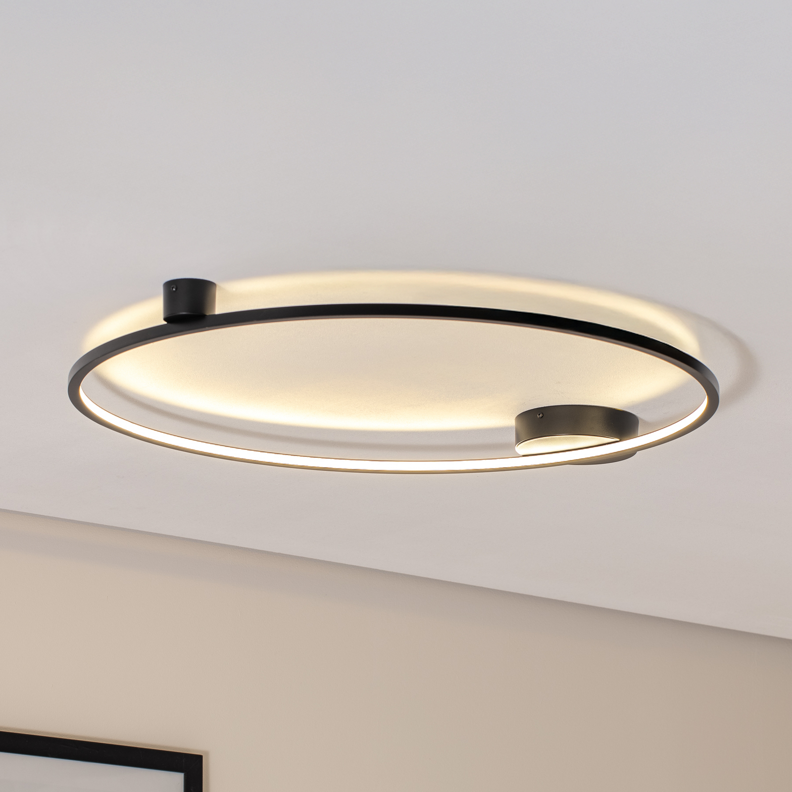 LED plafondlamp Saturno, zwart, Ø 80 cm, metaal, 4.000 K