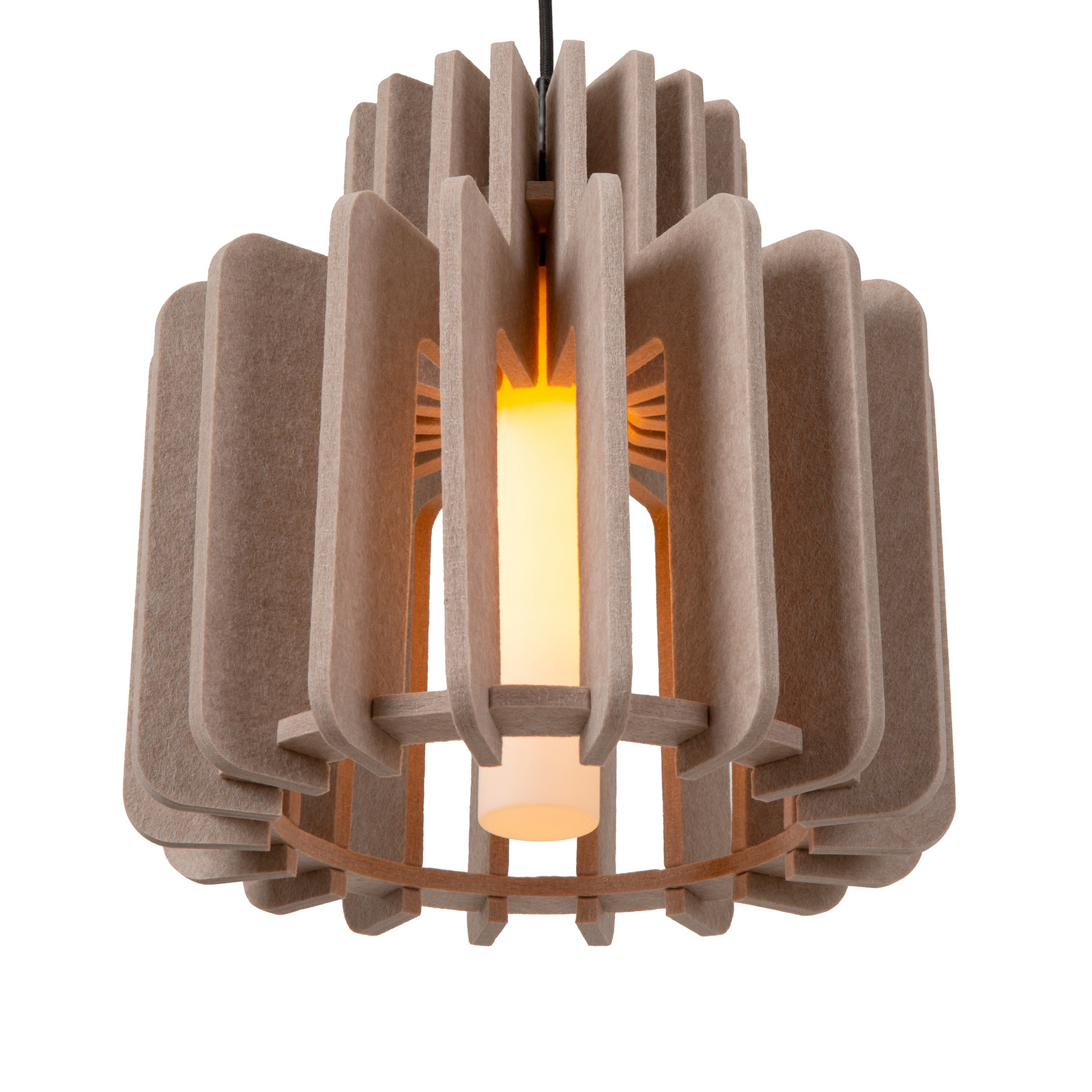 Lampă suspendată Rollo, taupe, Ø 40 cm, țesătură/metal/sticlă