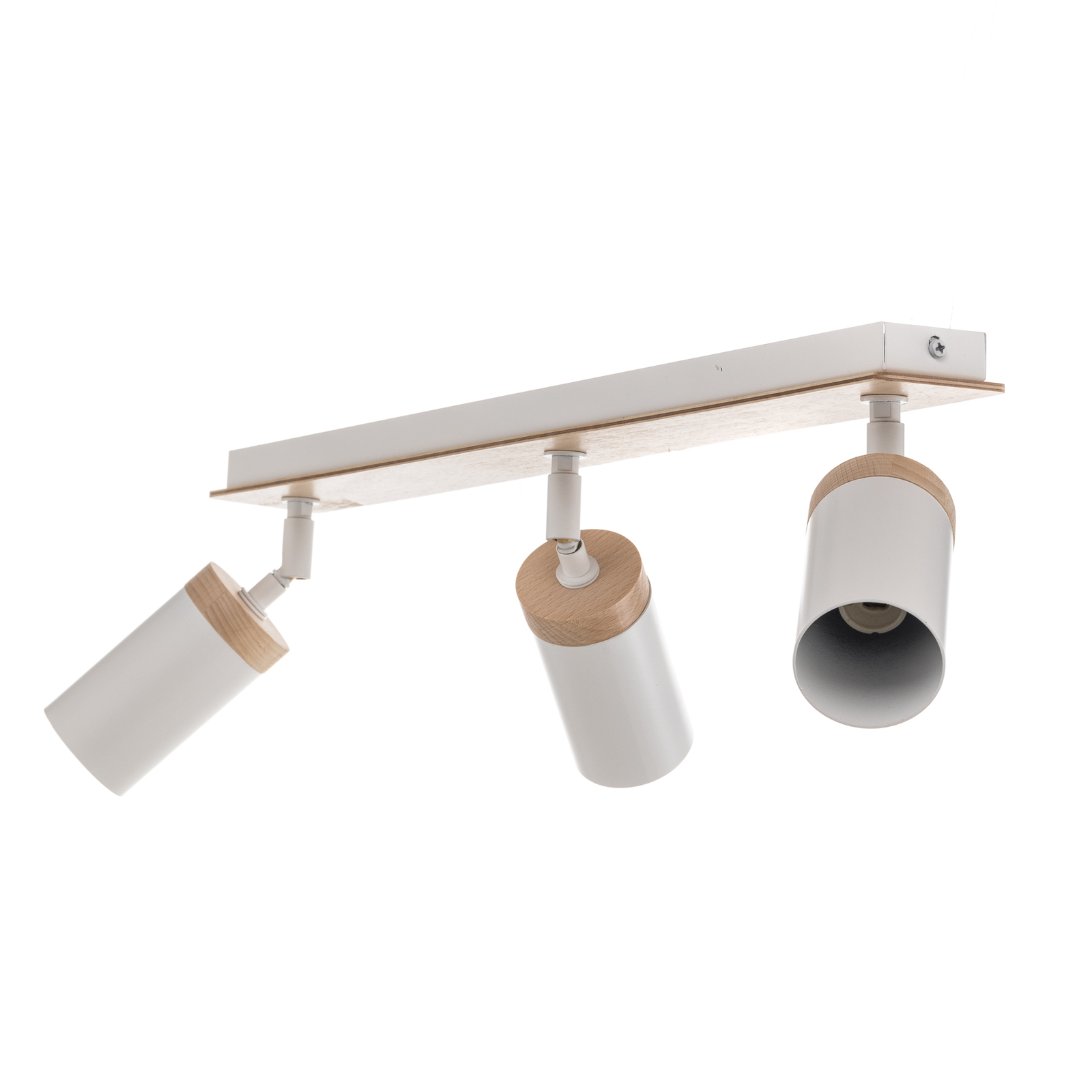 Spot pour plafond Elba détails bois 3 lampes blanc