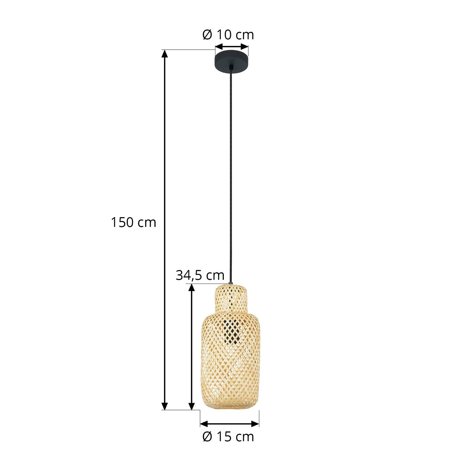 Lampa wisząca Lindby Venora, Ø 15 cm, bambus, E27