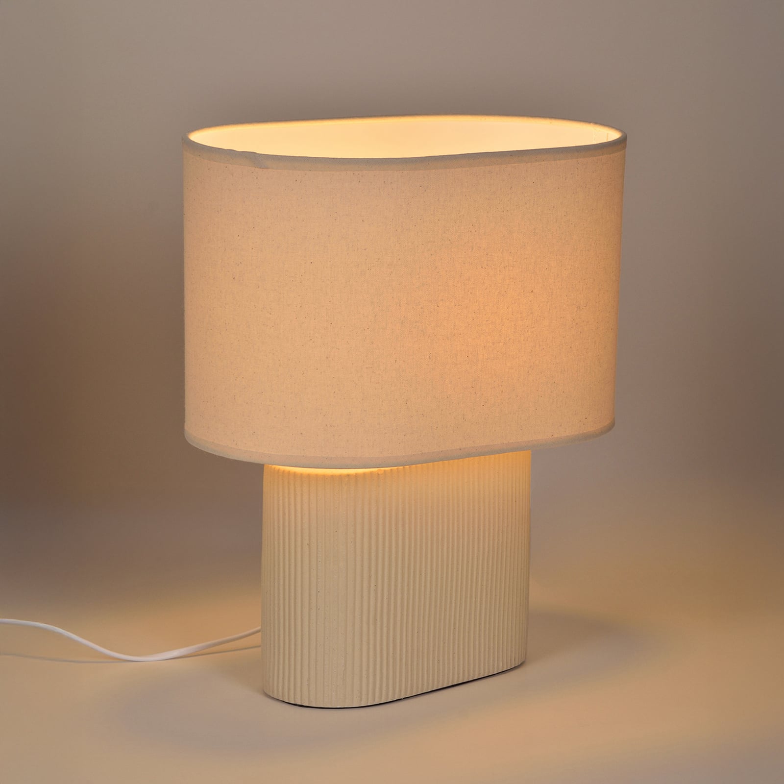 Bordlampe Santorini, elfenben/beige, 38 cm, lin/keramikk Bordlampe Santorini, elfenben/beige, 38 cm, lin/keramikk