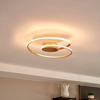 Lindby Dorle LED plafondlamp, goud, Ø 49 cm