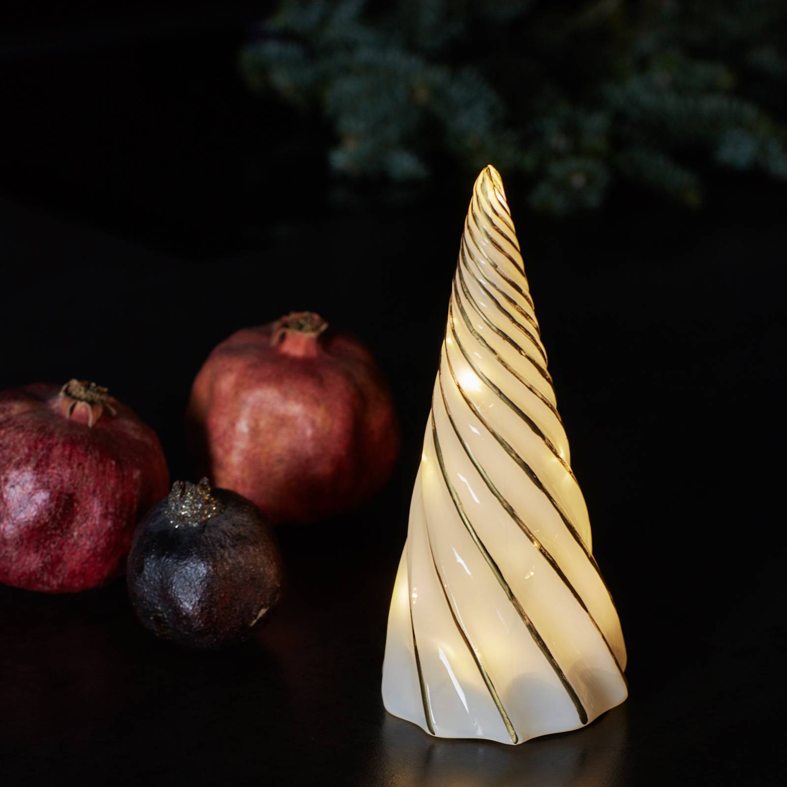 LED-Dekofigur Vilma, weiß/gold, Höhe 19 cm, Glas, Batterie günstig online kaufen