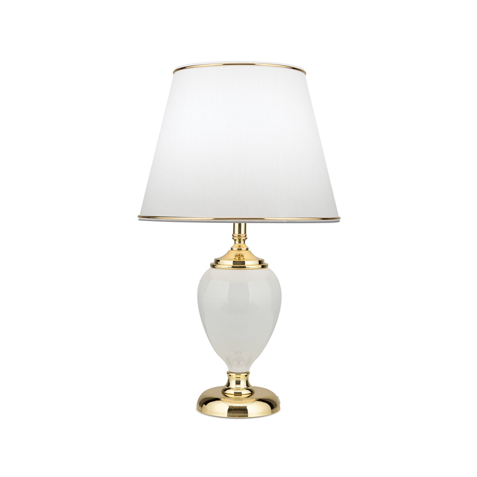 Ovum table lamp, white/gold-coloured, height 48 cm, ceramic/chintz