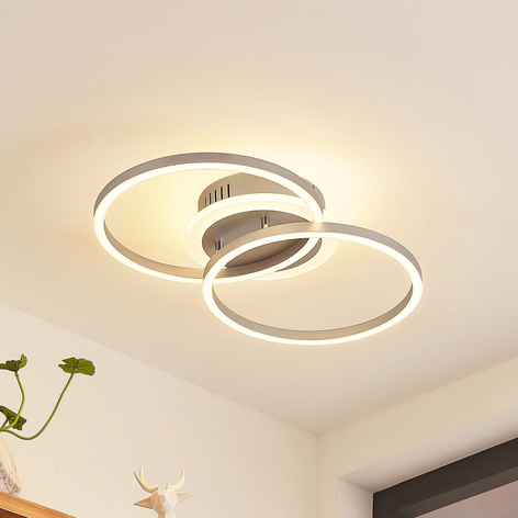 Lindby LED-Deckenlampe Fjardo CCT Ringe, silber