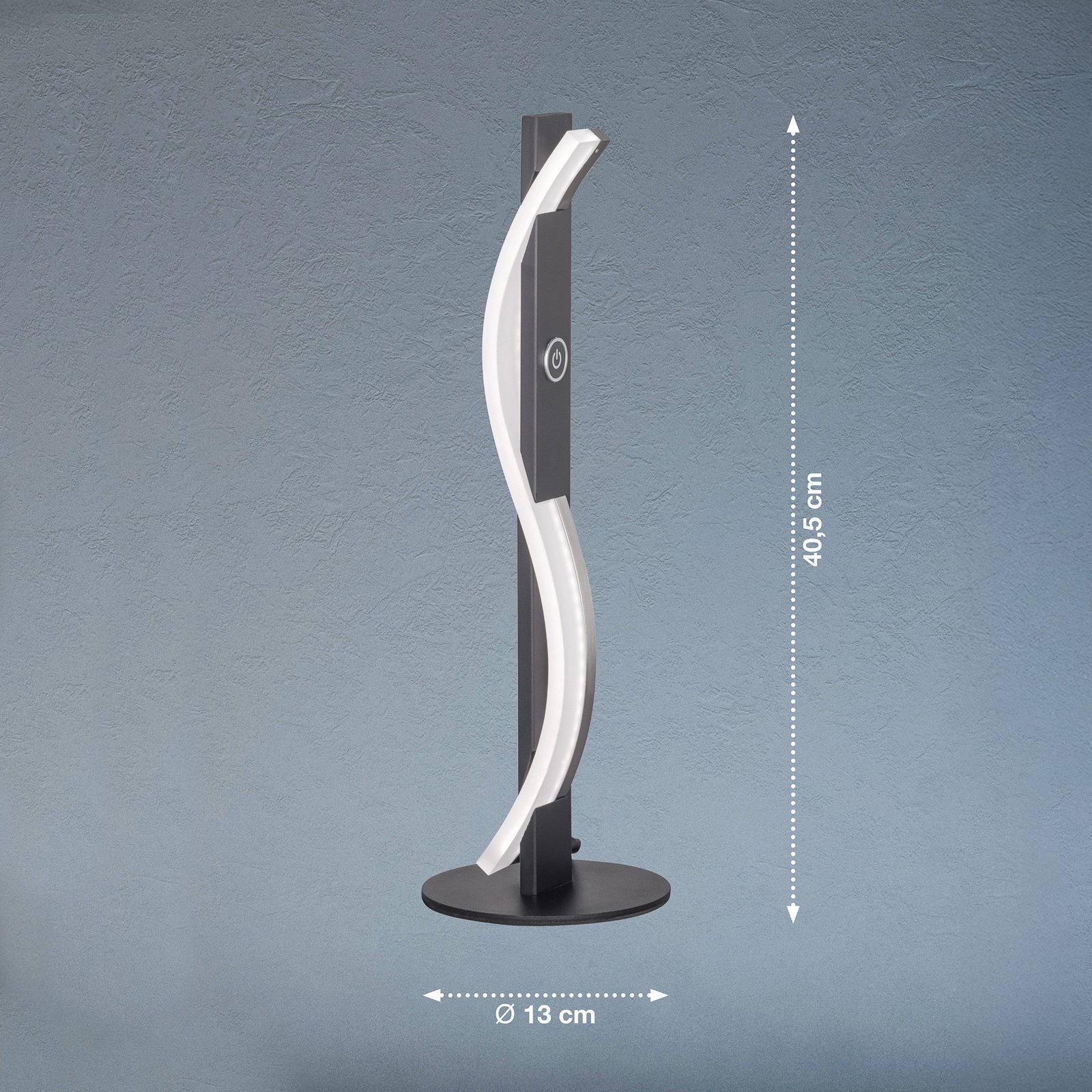 LED tafellamp BRIDGE, zwart, hoogte 41 cm, metaal, dimmer