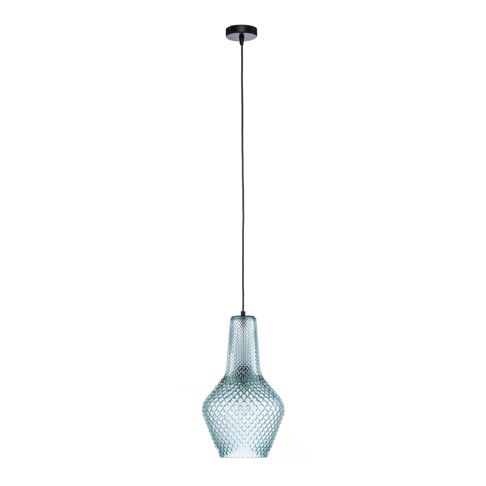 Lindby pendant light Drakar, 1-bulb, light blue, glass, Ø 25 cm