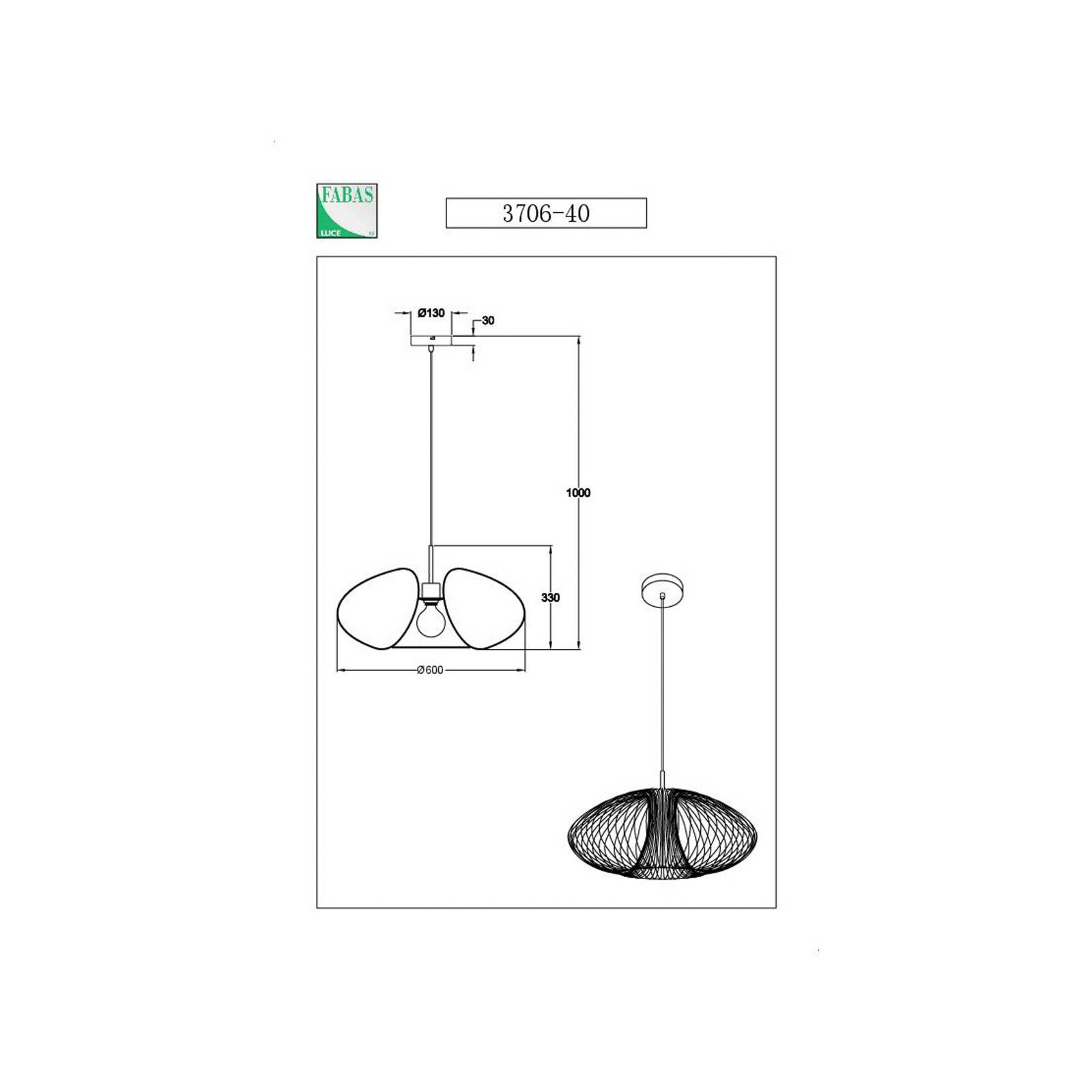 Suspensie Fassa finisaj auriu mat Ø 60 cm metal