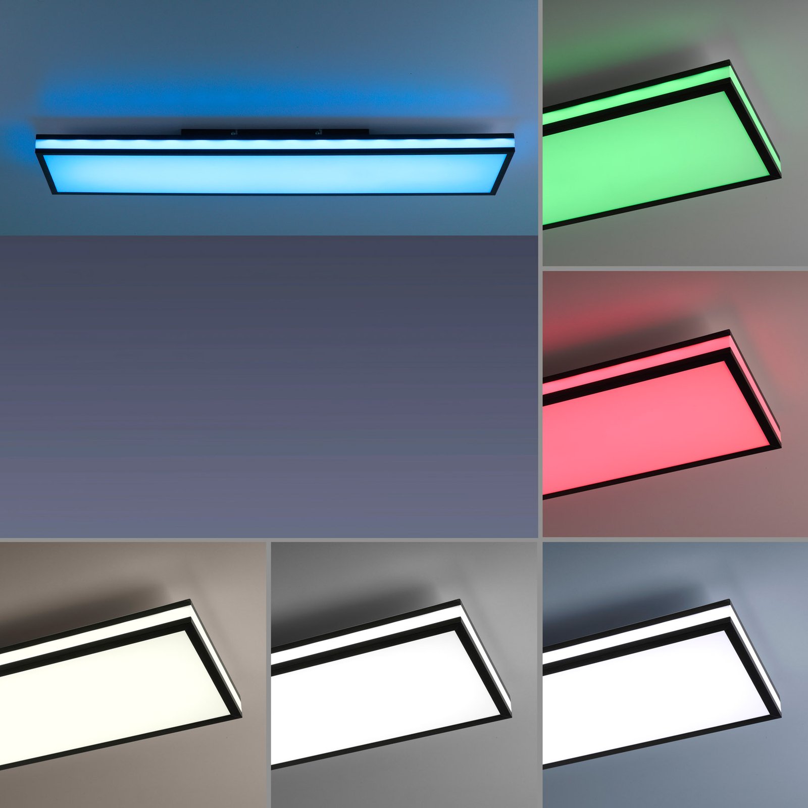 LED stropní svítidlo Mario, CCT, RGB, 100x25cm, černé
