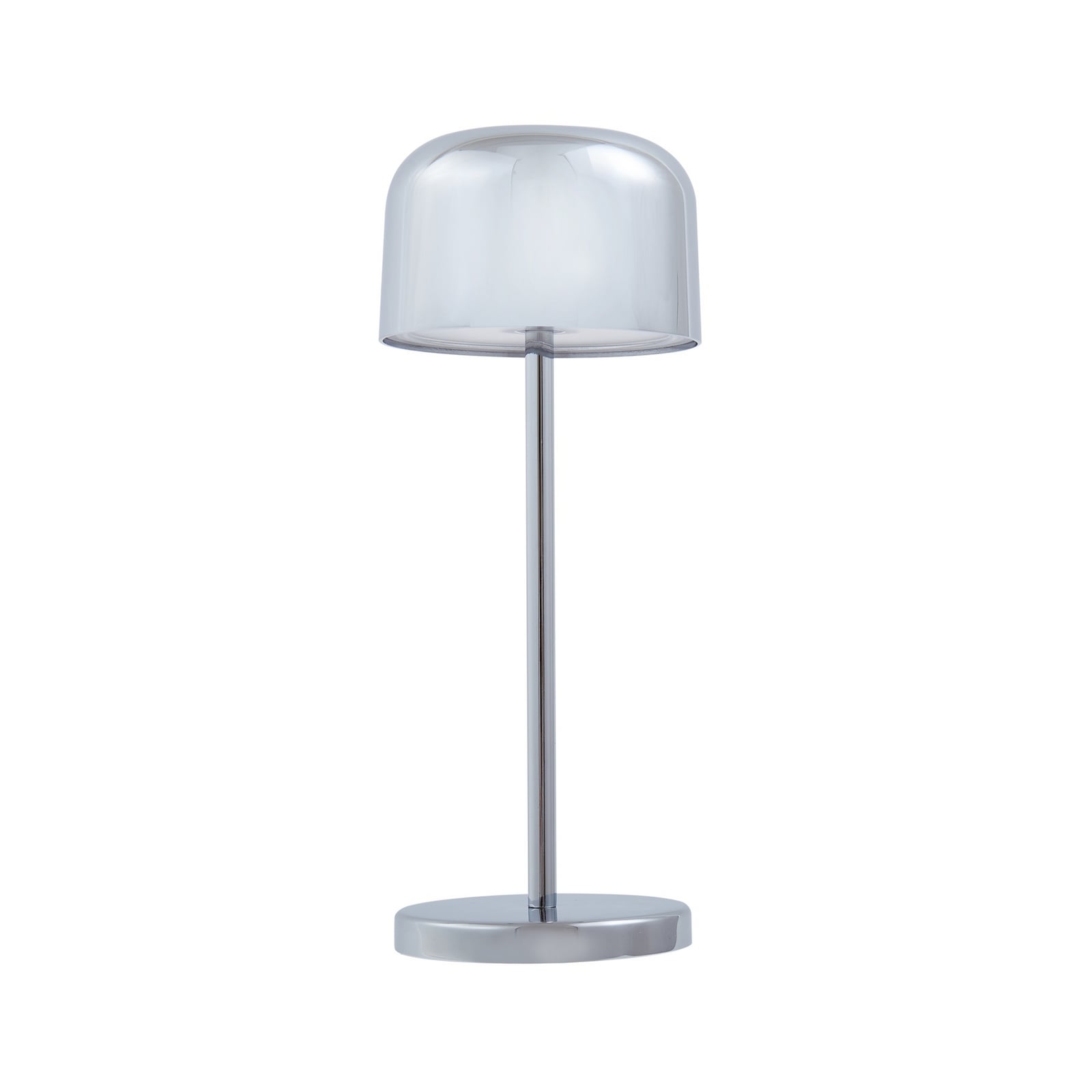 Lampe de table LED rechargeable Quill chrome/beige/noir Station de recharge