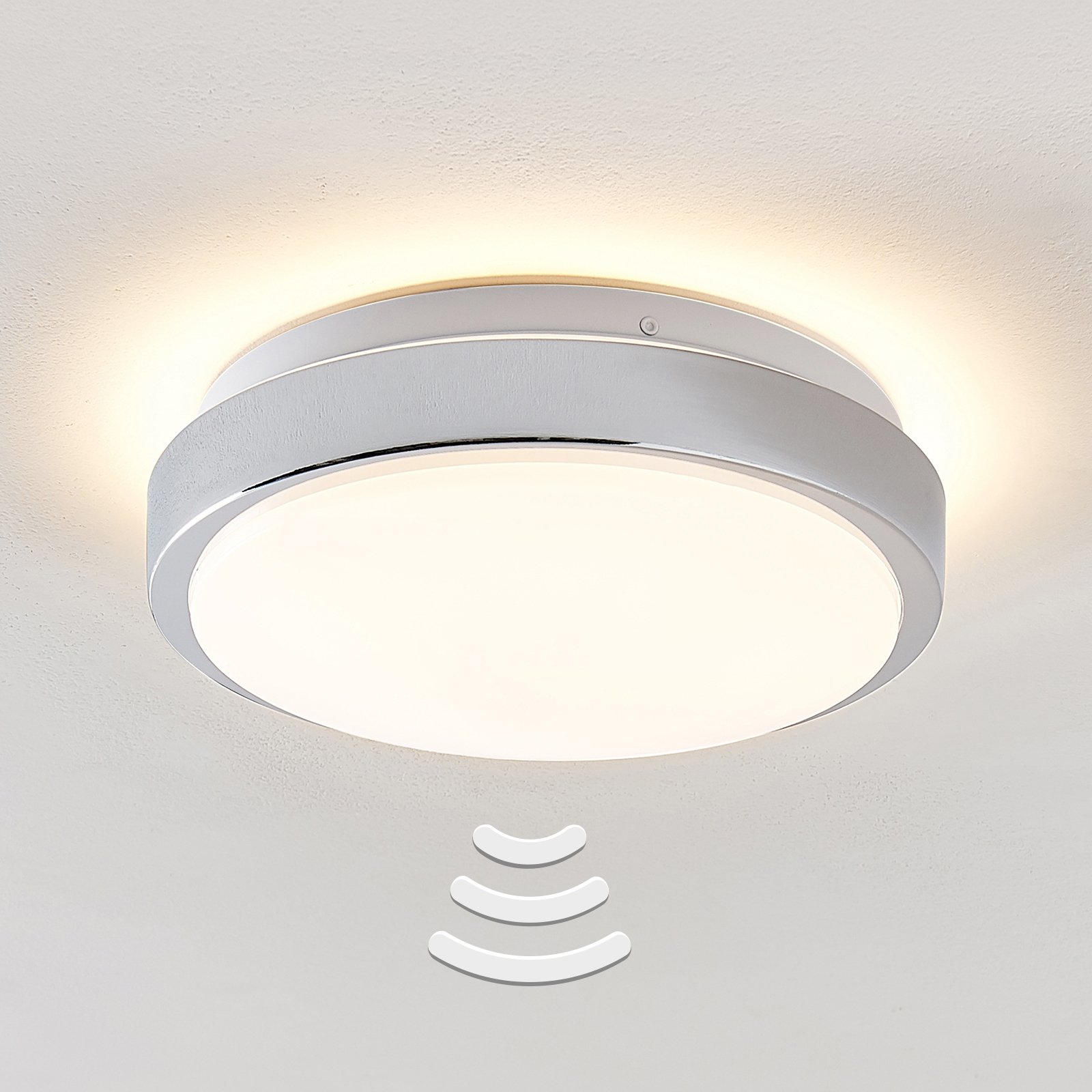 Lindby Camille LED-Sensor-Deckenlampe Ø26cm chrom