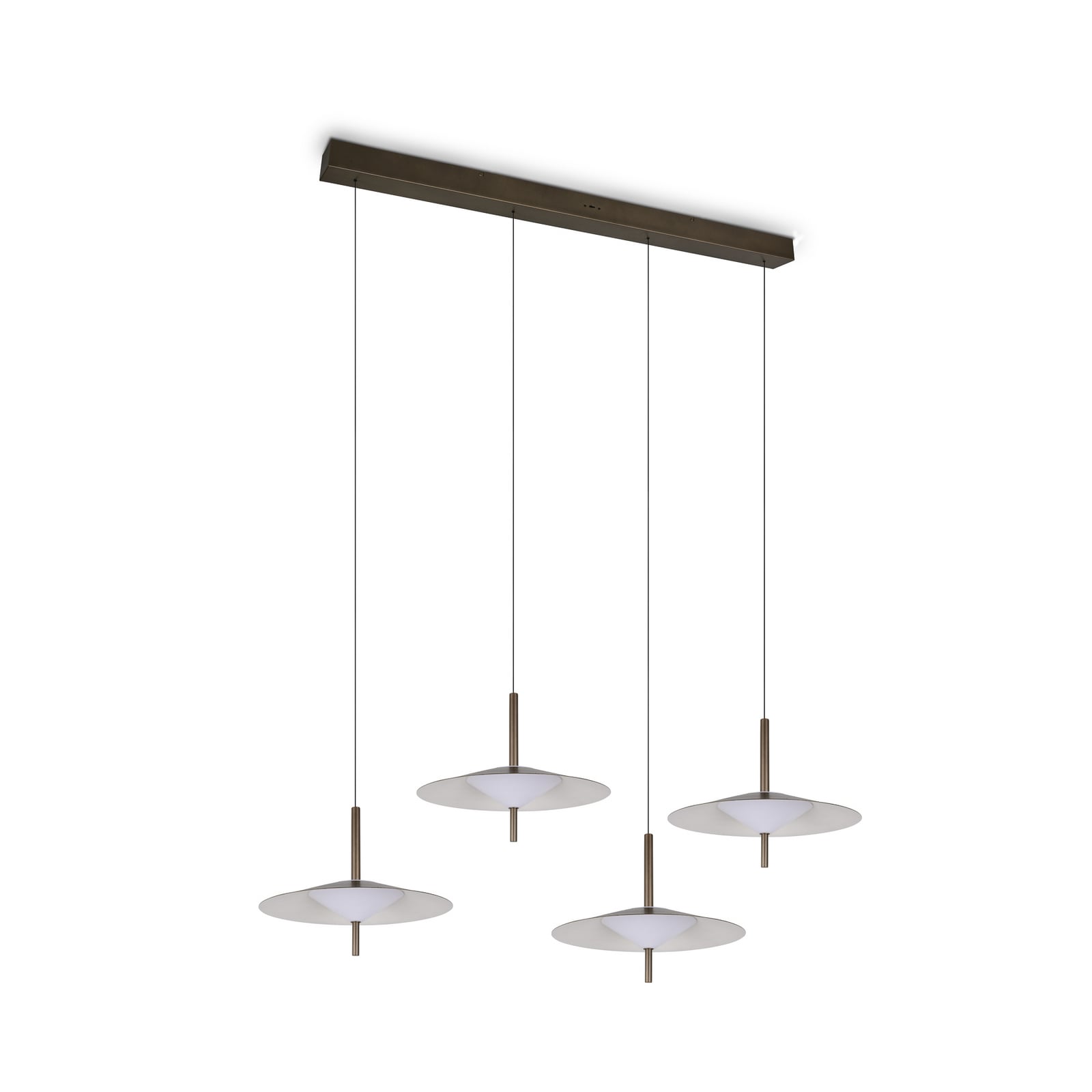 LED piekaramā lampa „Amalo“, platīna krāsā, garums 146 cm, CCT, 4 spuldzes.