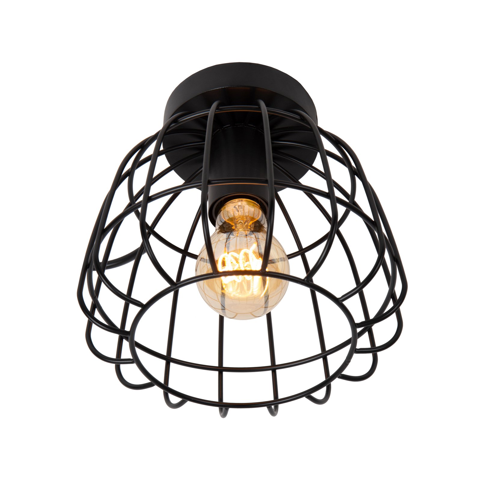 Plafondlamp Filox met kooikap, zwart