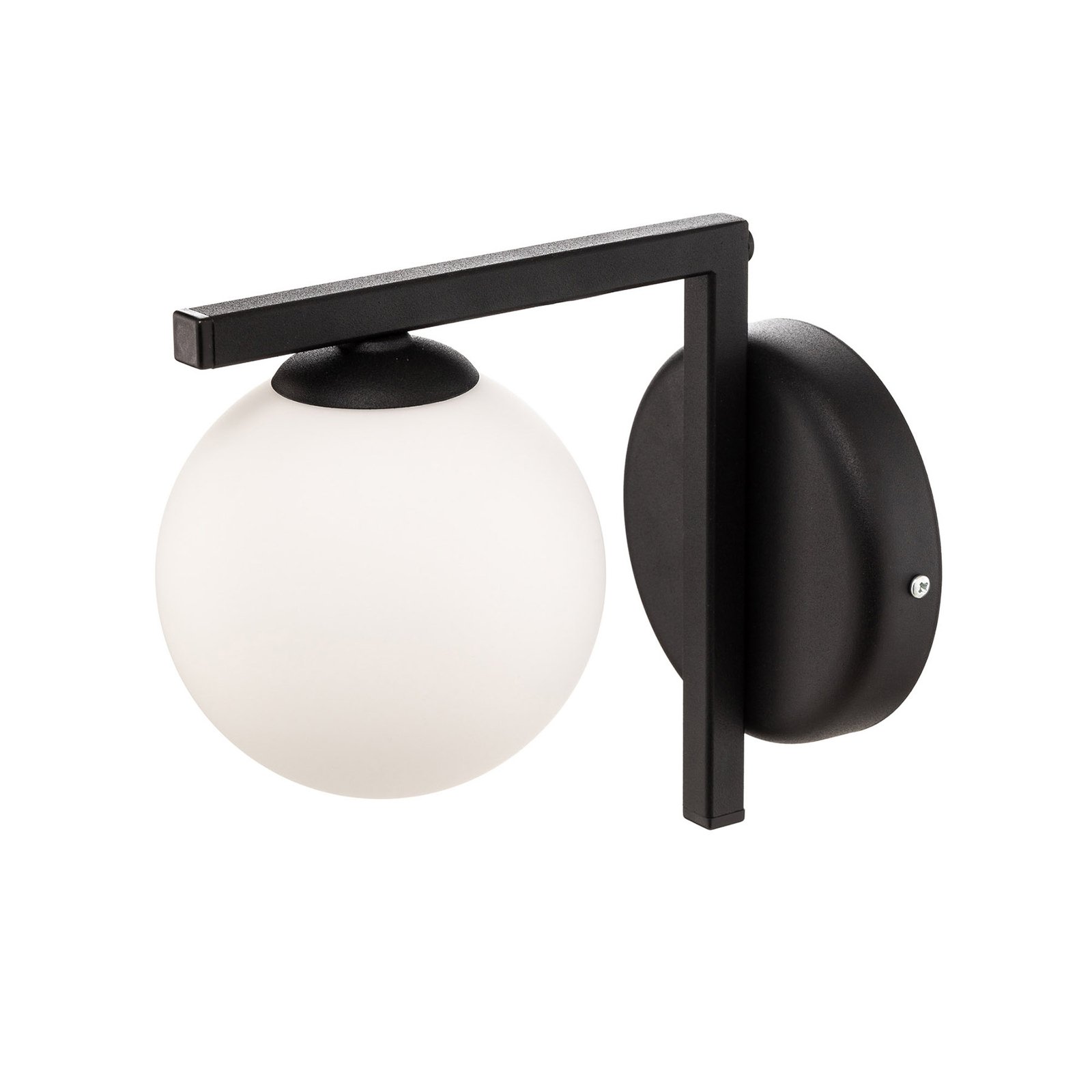 Zac wall light with spherical lampshade, black