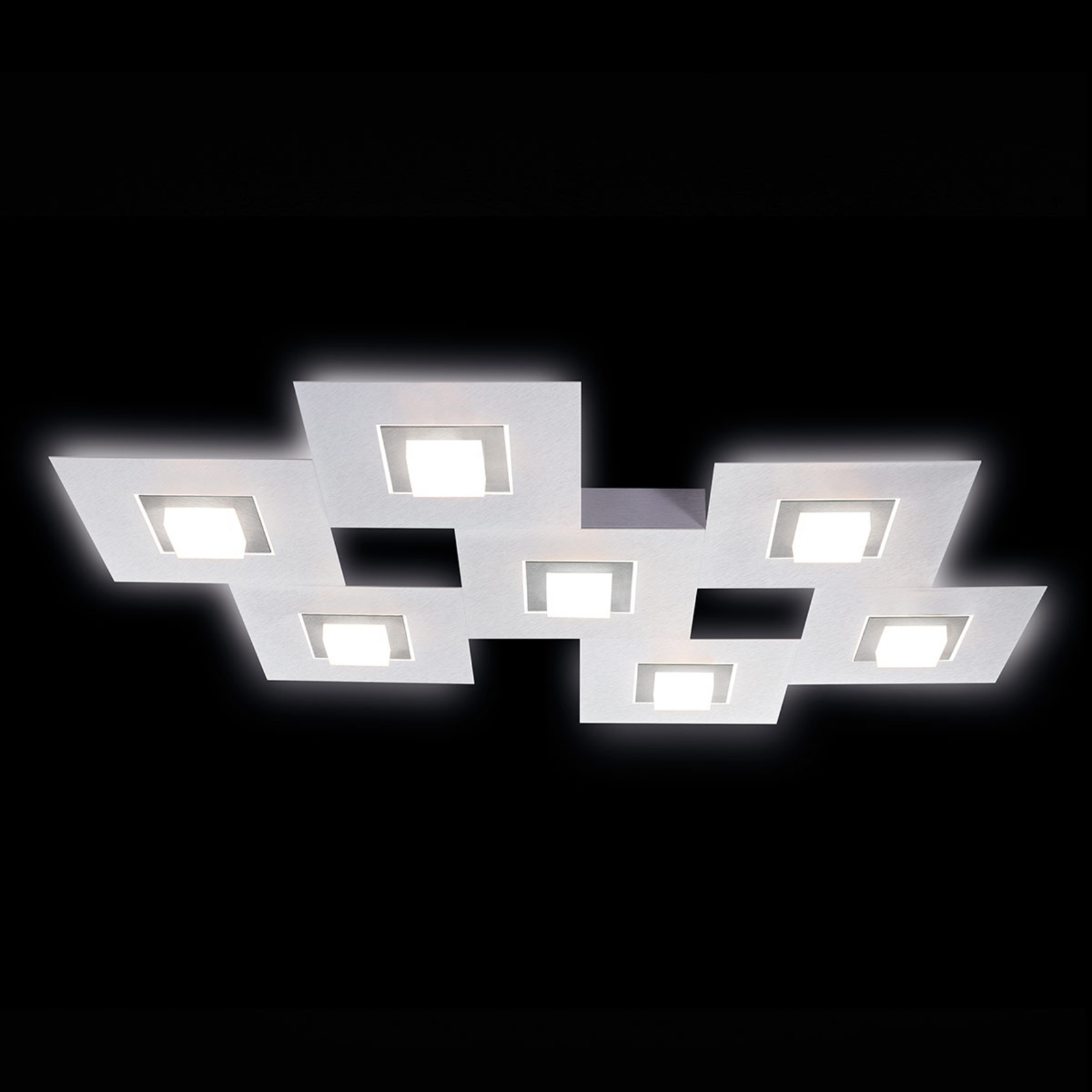 Grossmann GROSSMANN Karree LED ceiling lamp, 7-bulb titanium, for Living / Dining Room, aluminium, acrylic, 6.4 W, energy efficiency: A+, L: 80 cm, W: 60 cm, H: 5.3 cm