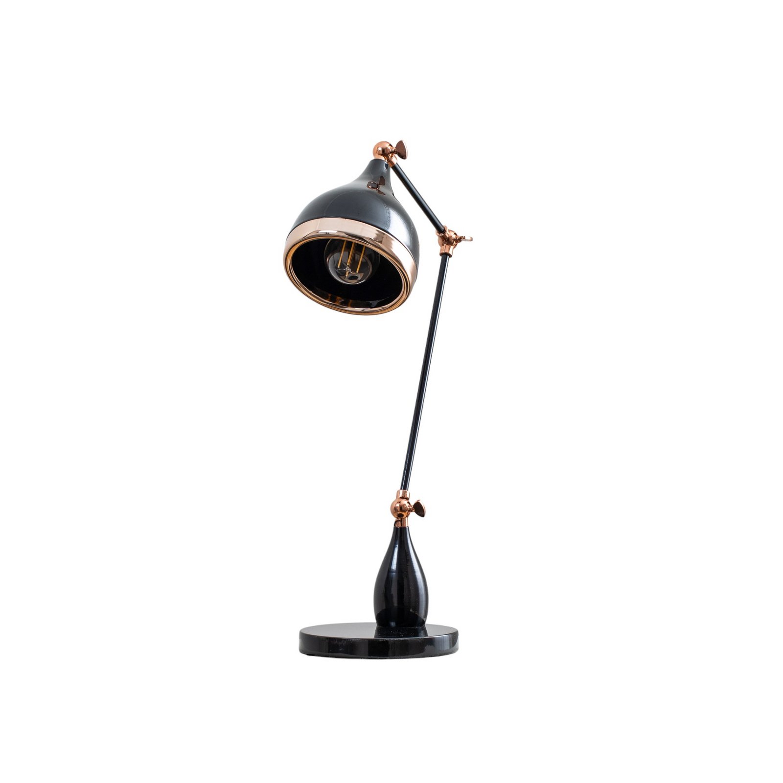 Lámpara de mesa Yildo 7015, negro/cobre, metal, altura 50 cm