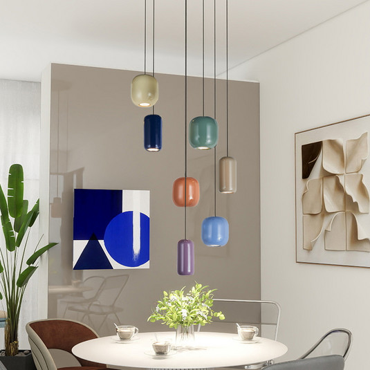 TECNOLUX Portalampada A Sospensione In Ceramica | Lampada Colorata Con Cavo Da 1m | Attacco E27 Bianco