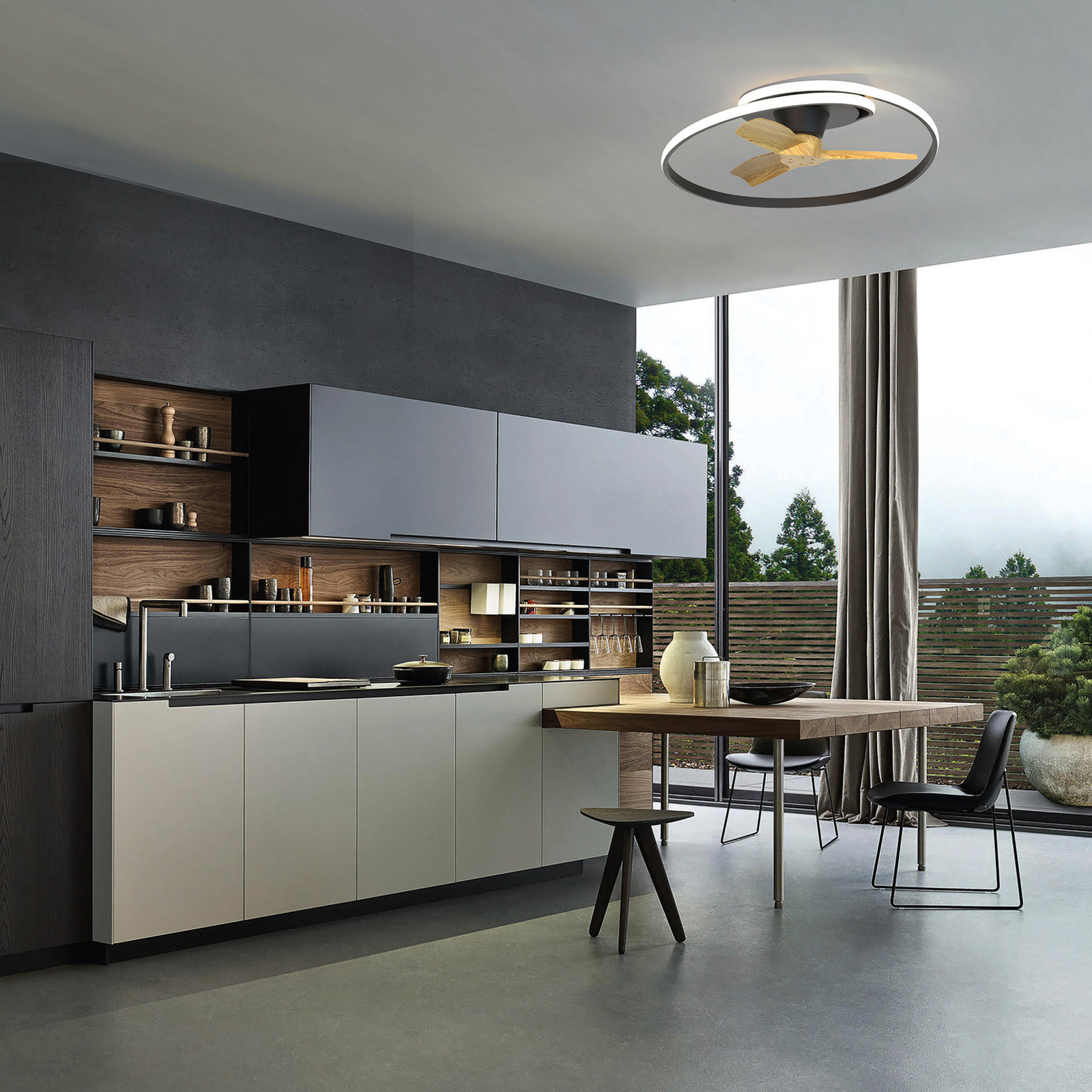 LED plafondventilator Ocean zwart/hout DC stil - Mantra LED plafondventilator Ocean zwart/hout DC stil - Mantra