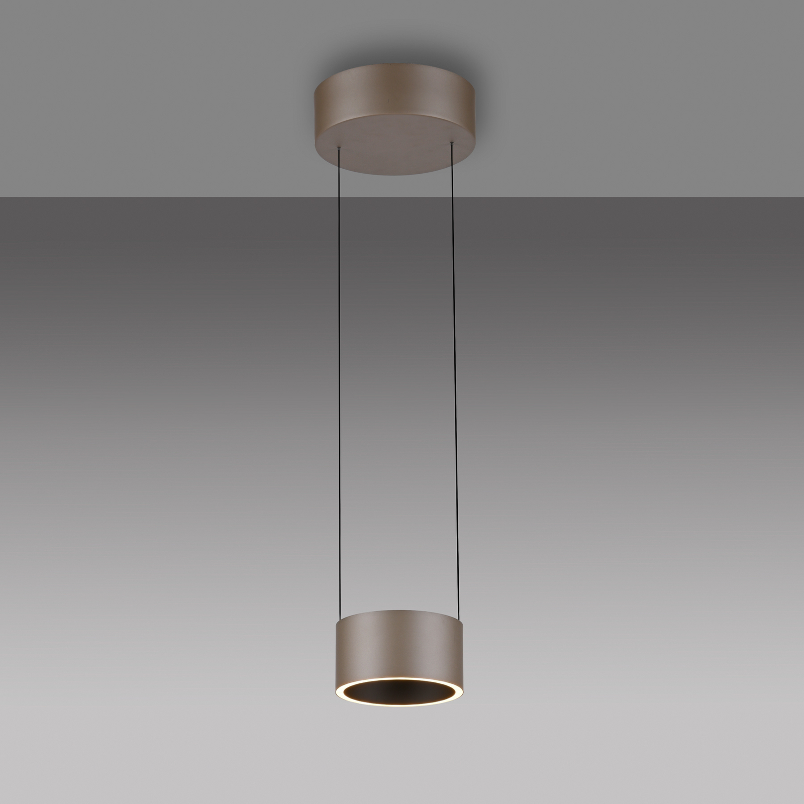 PURE LED-Pendellampe Clipse, bronzefarben Ø 20 cm CCT, 2-flg