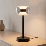 Fumea LED asztali lámpa, magasság 35 cm, fekete/füstös, CCT üveg