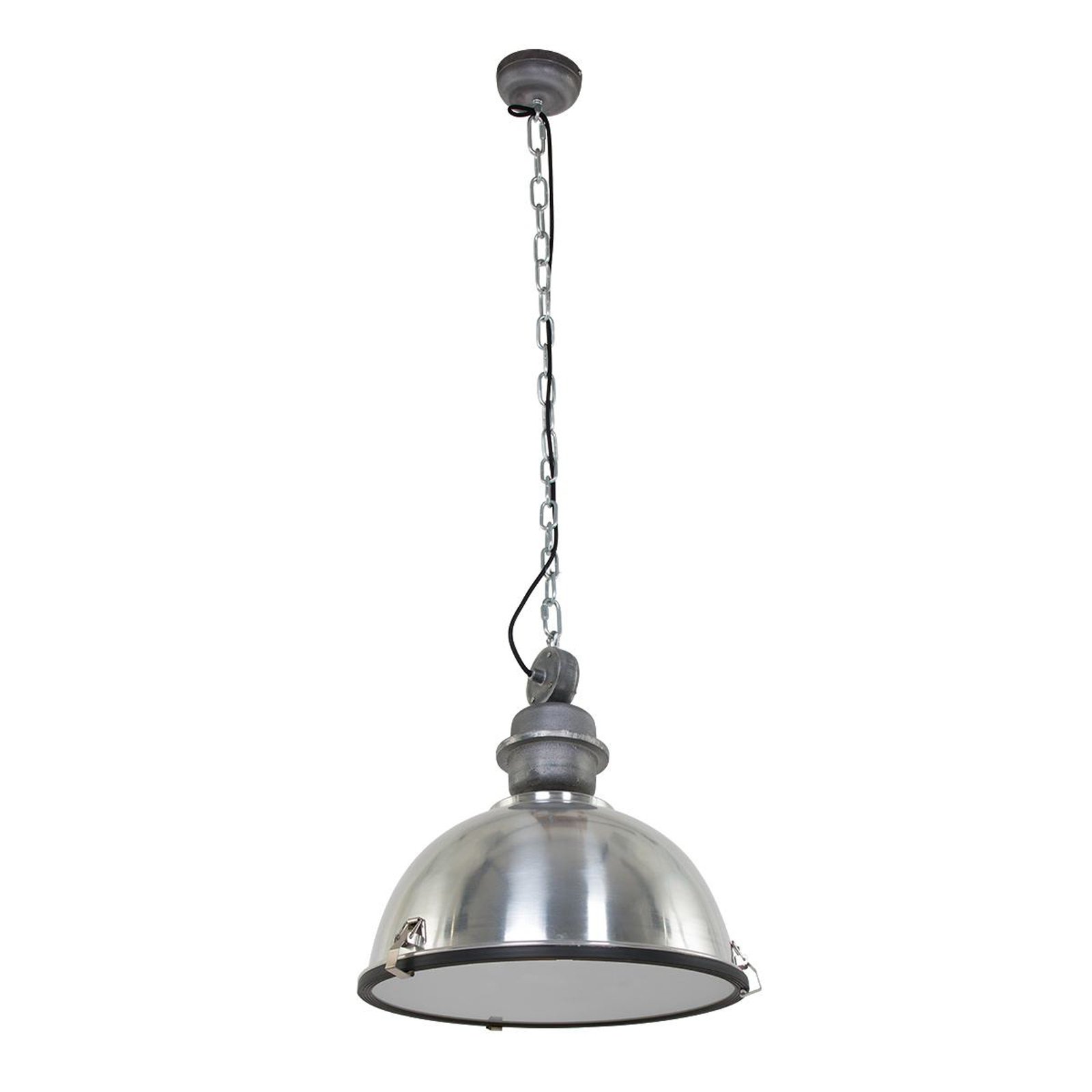 Bikkel hanglamp, Ø 42 cm, staalkleurig, metaal, glas, E27