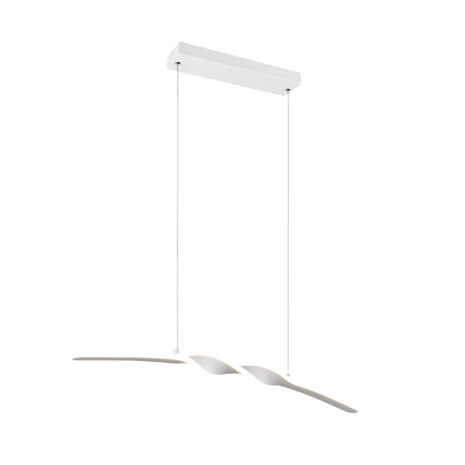 LED-Pendelleuchte Ginko, weiß matt, Metall, Länge 79 cm