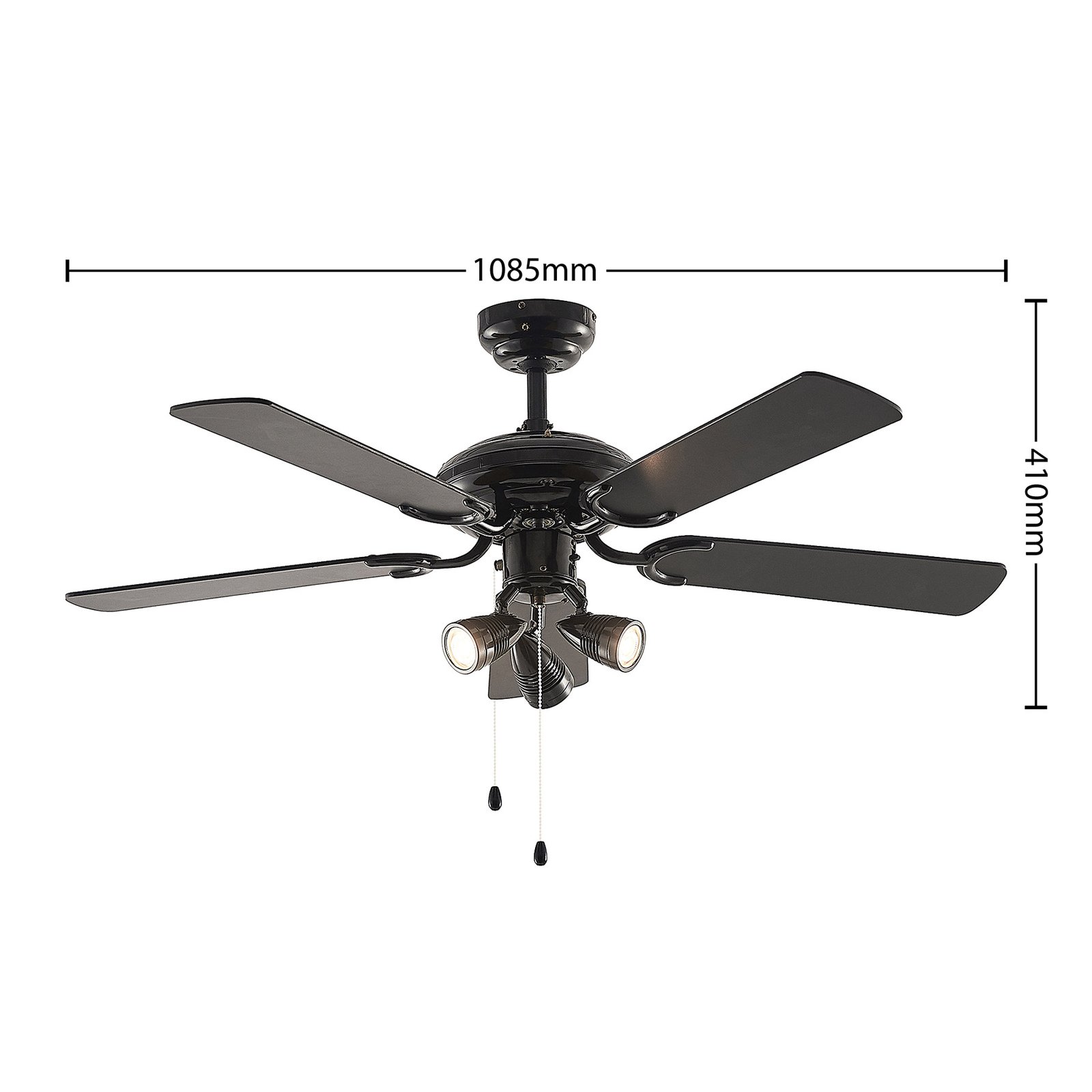 Lucande Deckenventilator mit Licht Anariki, leise, schwarz
