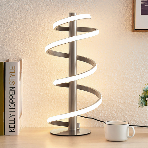 Lucande Milora LED-Tischlampe, nickel satin