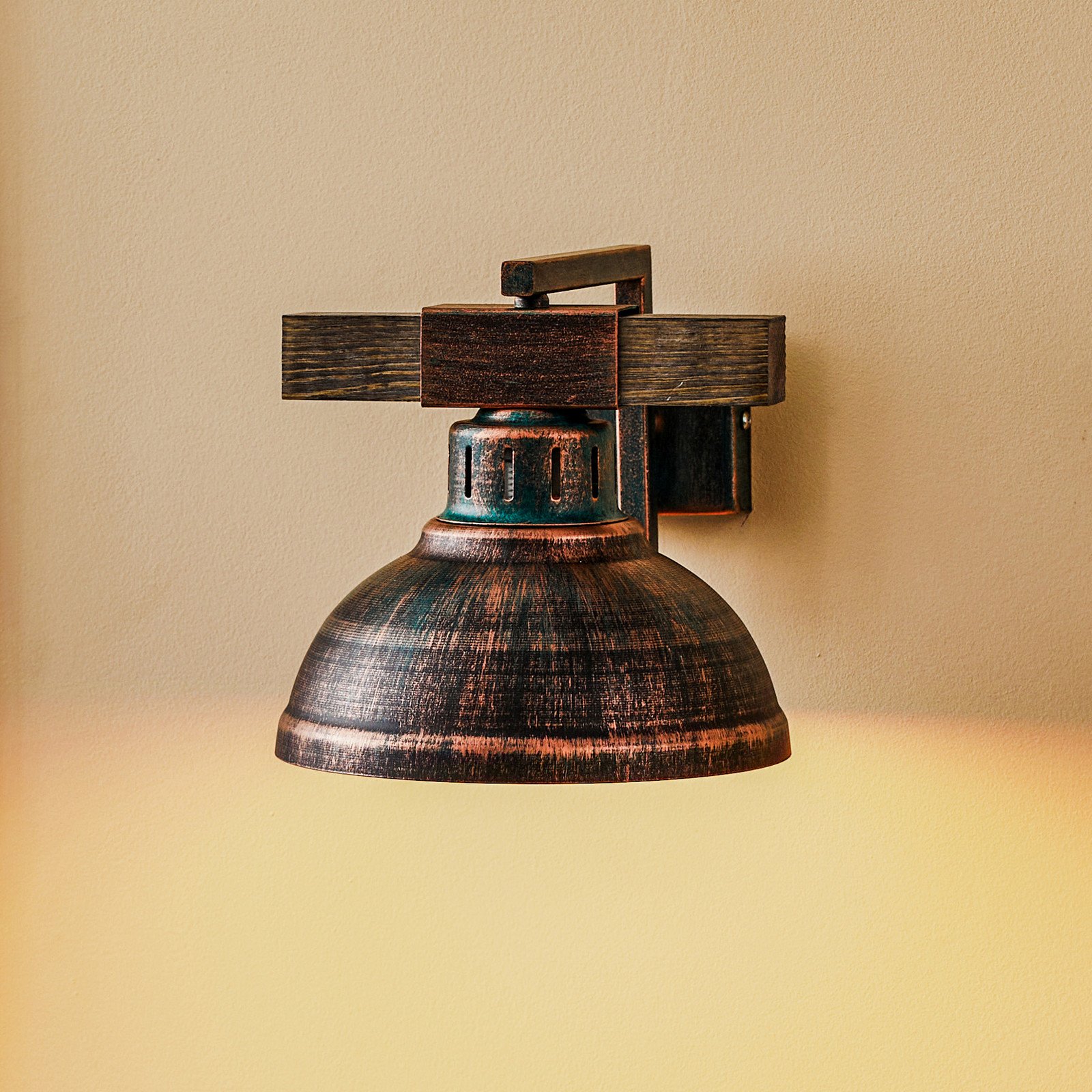 Luminex Aplică de perete Hakon ruginiu/lemn natural - Camera de zi / sufragerie - Vintage - maro ruginiu lemn natural - Metal