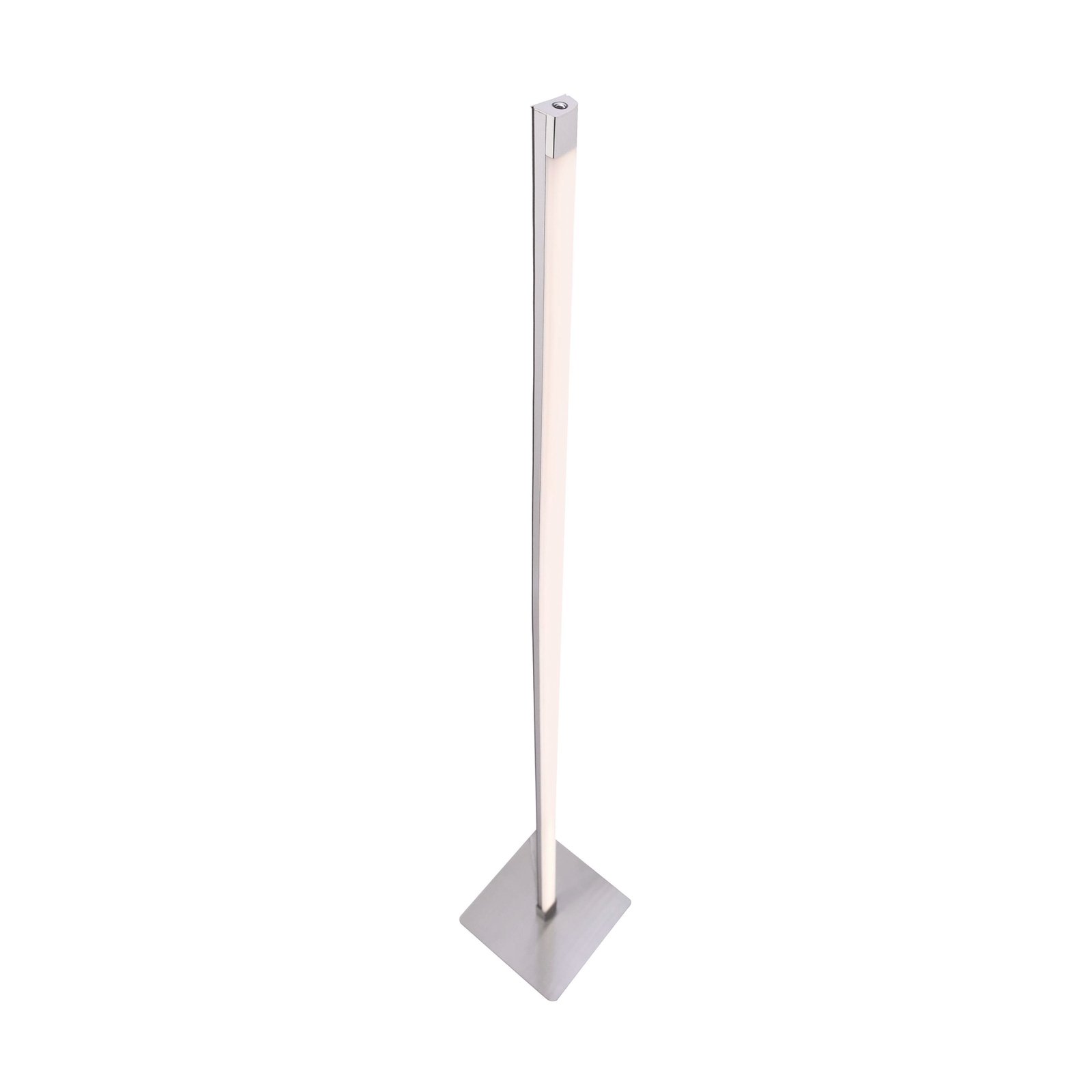 Lámpara de pie LED Bella, recta, base angular, acero