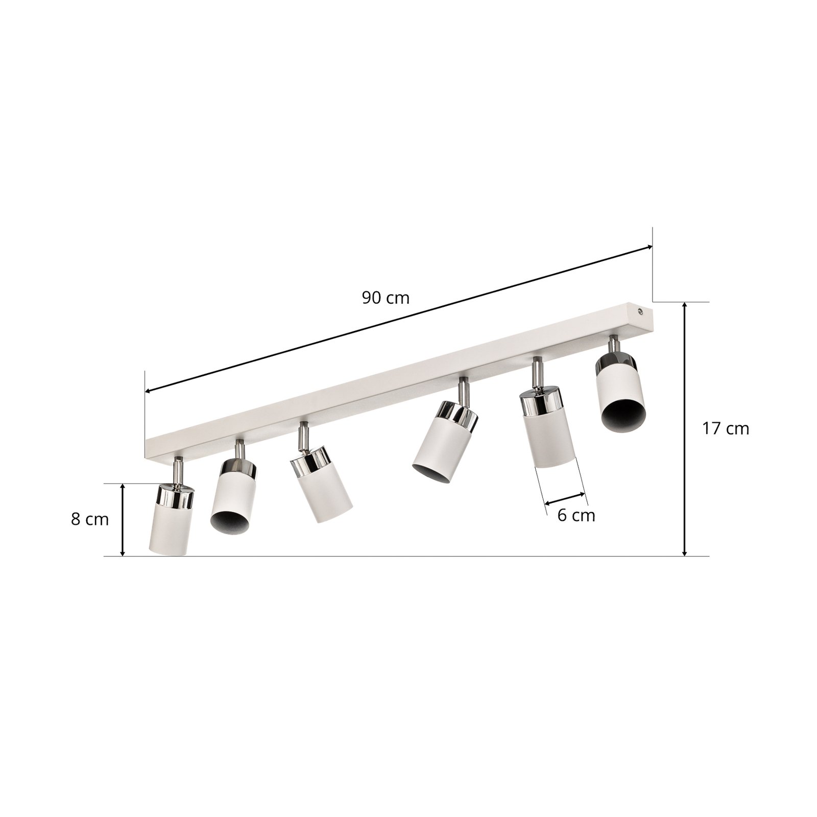 Joker-kattokohdevalo valkoinen/hopea, 6-lamppuinen