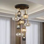 Piekaramā lampa Norma, aptumšota, 9 gaismas, tālvadības pults, melna/masaina