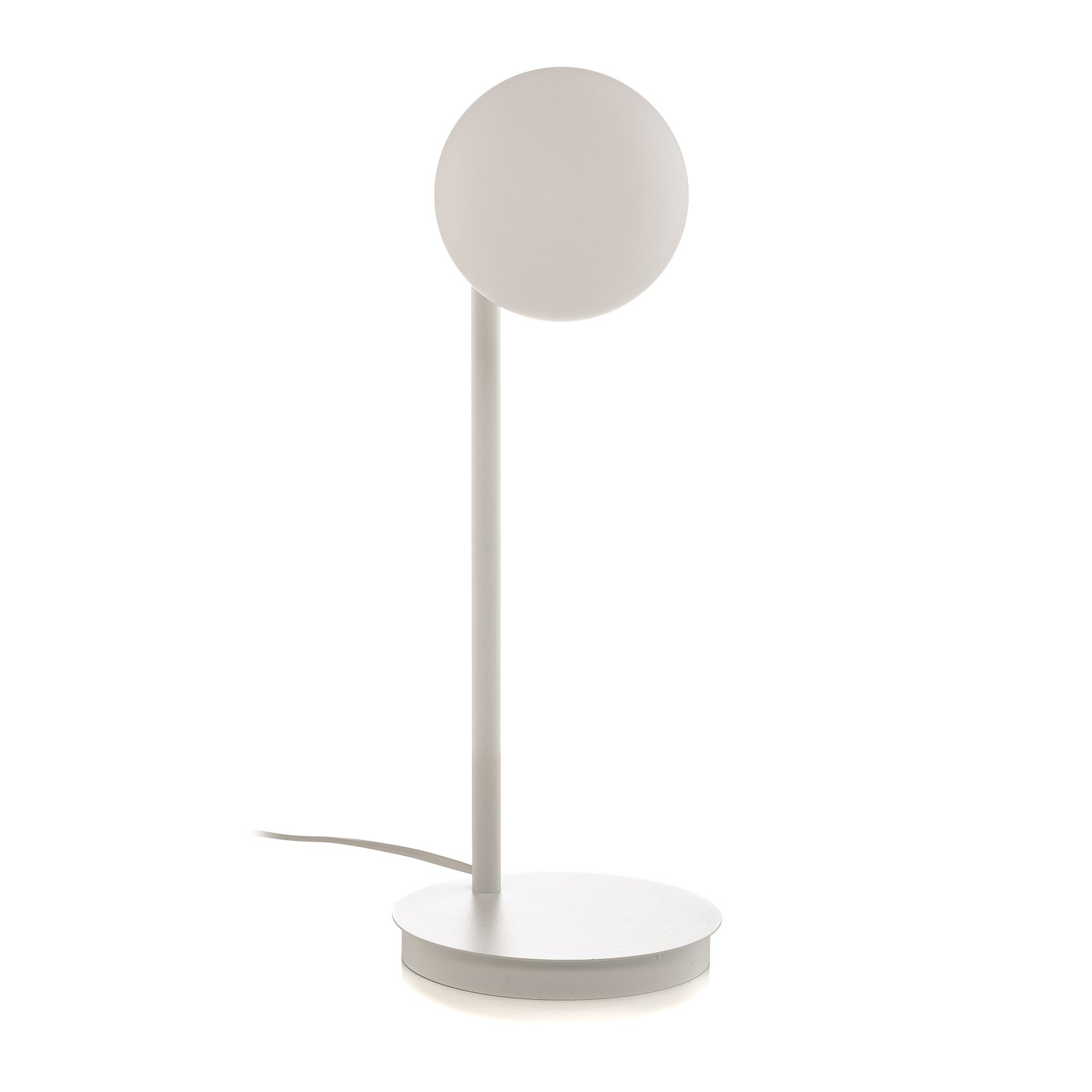Lámpara mesa Gama en blanco con bola de vidrio