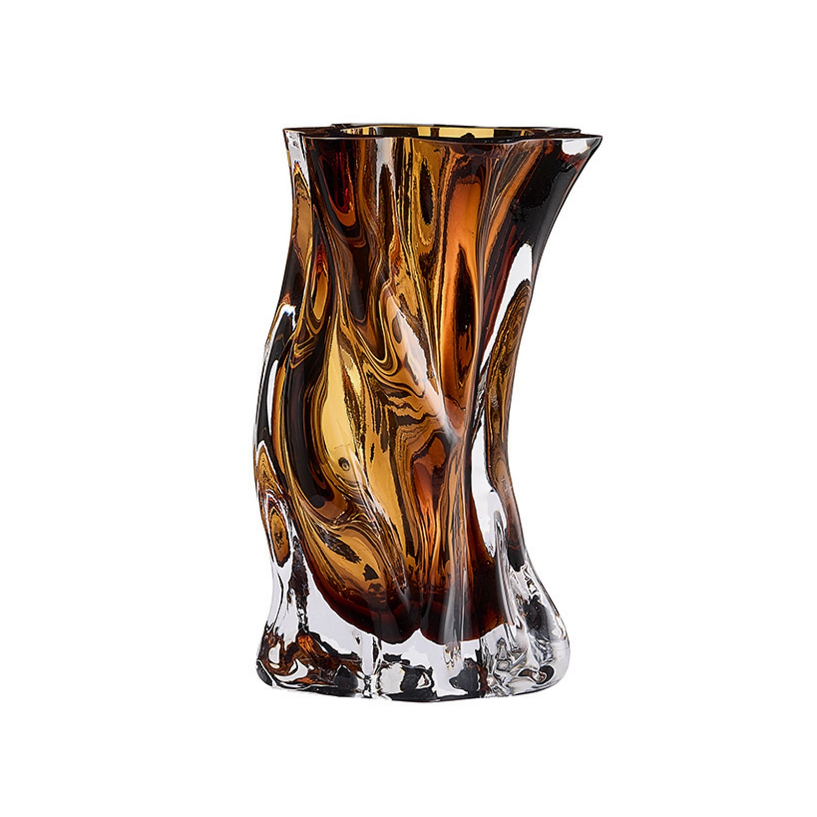 Vena Vase, ravfarvet, højde 25 cm, længde 15 cm, glas – AYTM Vena Vase, ravfarvet, højde 25 cm, længde 15 cm, glas – AYTM